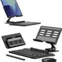 for Samsung Galaxy Z Fold 7 6 5 Trifold Stand and Keyboard, Aluminum Foldable Phone Stand Holder for Desk, 7.9 inch Mini Bluetooth Keyboard, 4 in 1 Portable Set Include Mouse and Pen (Black)