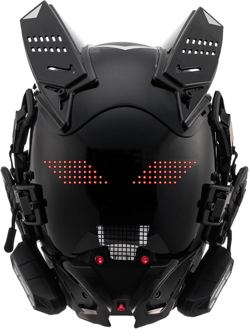 Cyberpunk Gothic Mask Helmet For Adult,LED Bluetooth Mask,Futuristic Punk Techwear,Cosplay Halloween Fit Party Music Festival (Black)