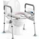Soundfuse Toilet Seat Riser for Seniors, Raised Toilet Seat with Handles, Adjustable Height & Width, 400lb Handicap Elevated Toilet Seat, Fit Any Toilet