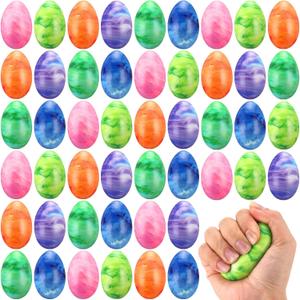 Sotiff 48 Pcs Easter Eggs Stress Balls Squeeze Easter Eggs Toy Bulk Slow Rising Stress Relief Fidget Toy for Easters Egg Hunt Basket Stuffers Fillers Party Favor Gifts(Classical)