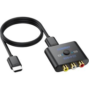 CAMWAY RCA to HDMI Converter - 16:9/4:3 Conversion 1080P AV to HDMI Adapter for Wii/PS1/PS2/N64/X-box/DVD/VCR,Composite CVBS Video Audio Converter with HDMICable Supports PAL,NTSC