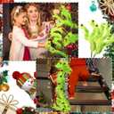 Norme 12 Pcs Christmas Tree Decorations 15.7 Inch Lime Green Furry Christmas Tree Topper Picks with Small Red Ball Vase Filler Picks Decor Ornaments for Table Mantle Gift Wrap Xmas Holiday Decor