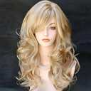 BERON Women's Long Curly 2 Tones Golden Blonde Wig Heat Resistant Big Wavy Synthetic Wig for Women Wig Cap Include