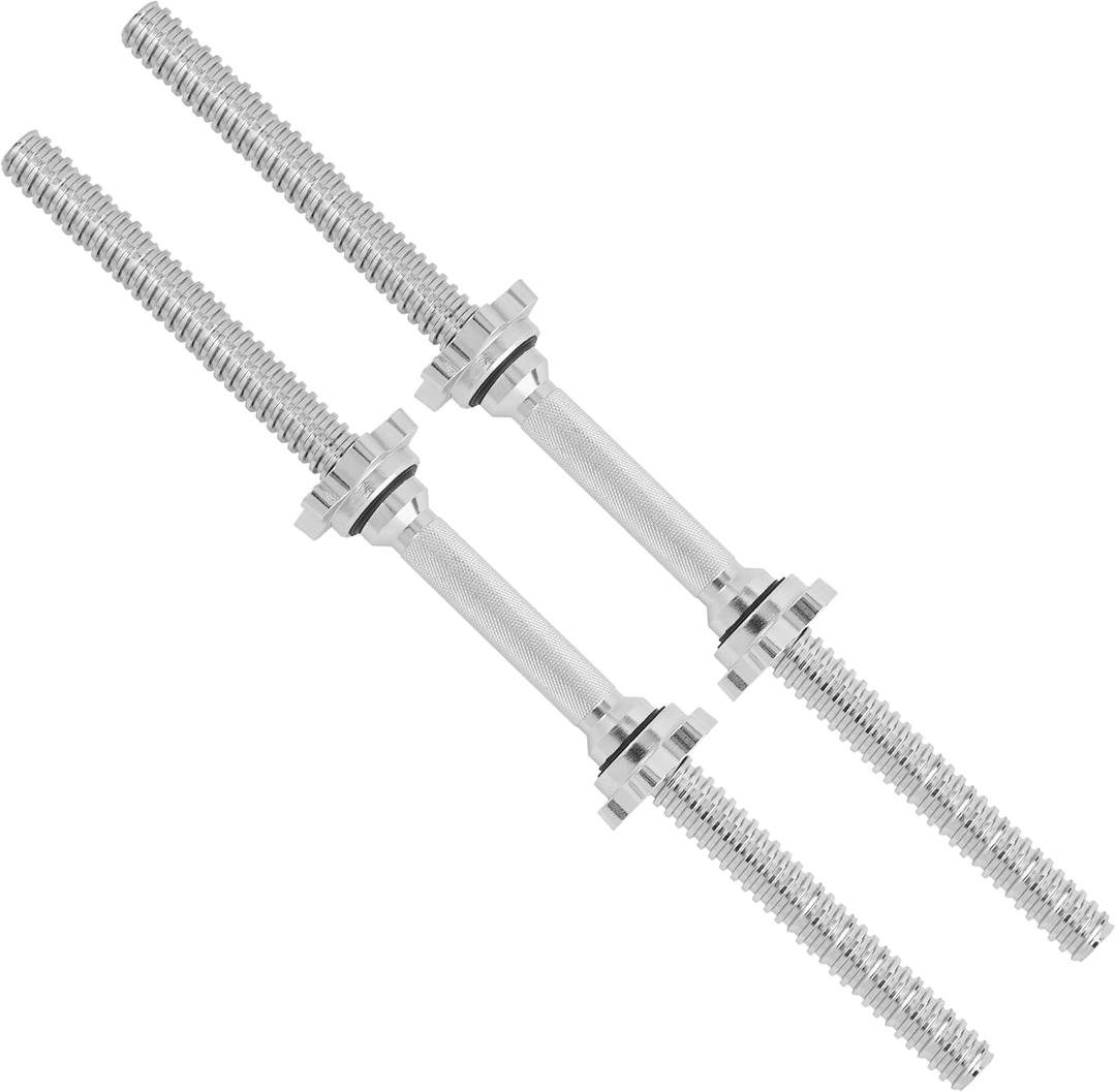 Yes4All Pair of Threaded Dumbbell Handles 14/16/18/24 inch, Chrome/Rubber Grip, Fit 1 Plates, Weight Bar Connector