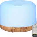 Oil Diffuser, 500ml Essential Oil Diffusers, Aromatherapy Diffuser with 2 Mist Mode 4 Timers7 Ambient Light Waterless Auto Off, Diffusers Large Room Home Office (Log Color-no Oil)