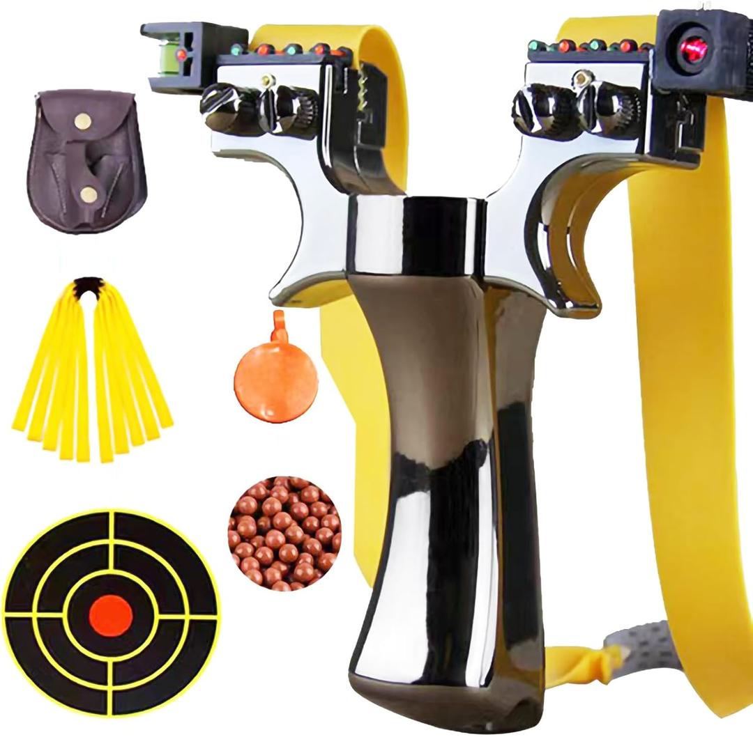 High-Precision Laser Flat Leather Slingshot Set with Laser Sight and Fast Shooting Mechanism, the Best Choice for Outdoor Hunting Enthusiasts