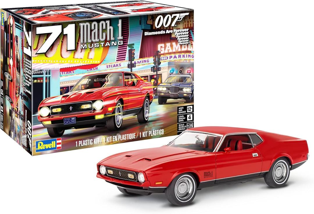 Revell Level 4 Model Kit 1971 Ford Mustang Mach 1 James Bond 007 "Diamonds are Forever (1971) Movie 1/25 Scale Model
