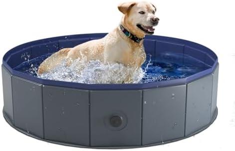 Niubya Portable Dog Pool, Foldable Pet Swimming Tub, Anti-Slip Collapsible Pet Bathtub, Hard Plastic Bath Pool for Pets Dogs and Cats, 40 x 12 Inches