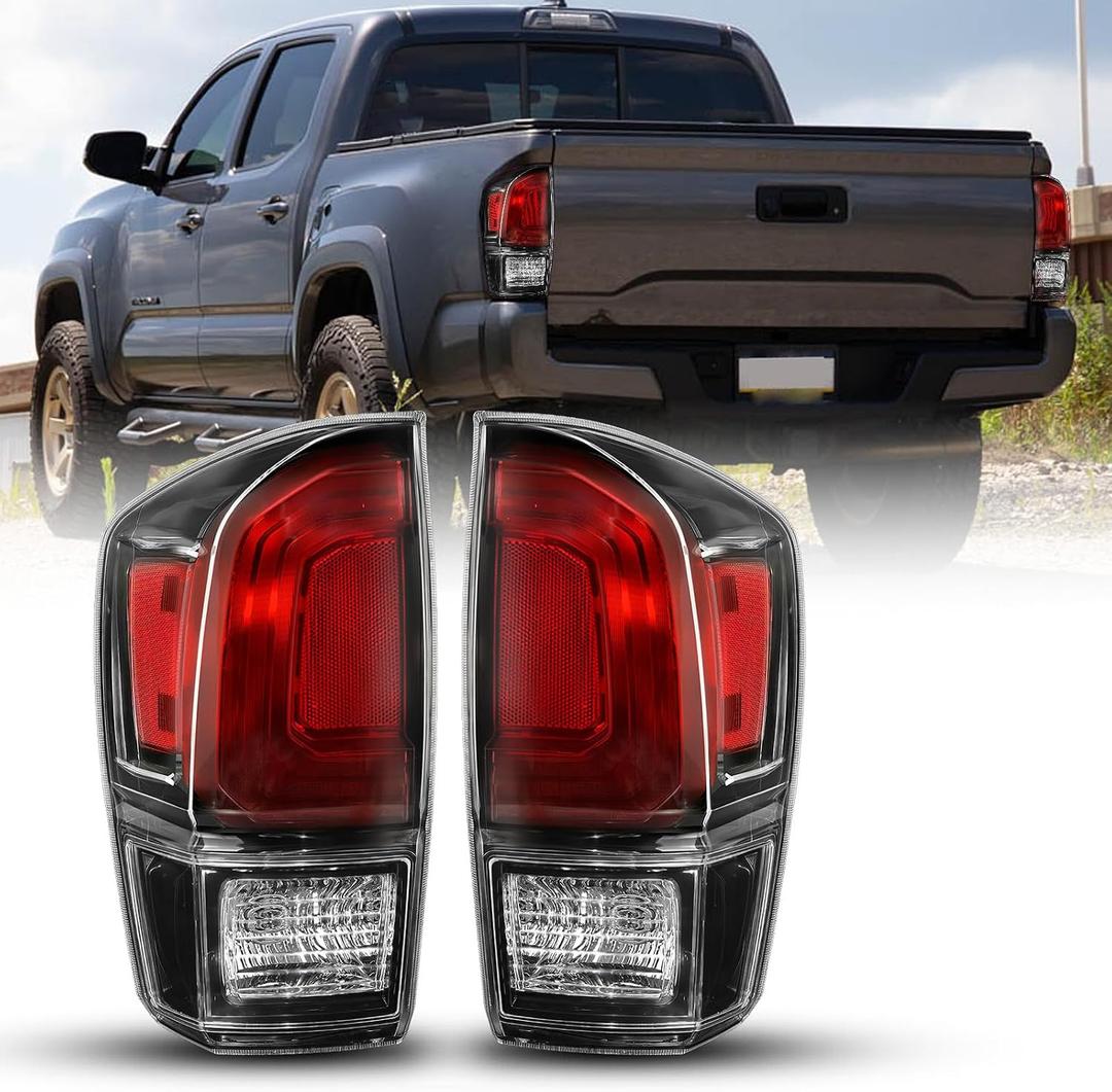 AUTOONE For Toyota Tacoma Tail Lights Assembly, Black Smoked Tail Lamp Assembly Fit for 2016-2023 Tacoma Pickup Rear Factory OEM Driver Side & Passenger Side, Without Bulbs