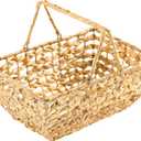 Wicker Picnic Basket with Handles, Wicker Baskets with Wooden Base for Picnic, Camping & Storage Basket (Large, Natural)