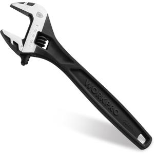 WORKPRO 8" Adjustable Wrench, Black Oxide Wrench 8 Inch with Inch/Metric Scale, Premium Cr-V Steel