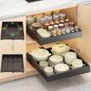 2 Pcs Pull Out Drawers for Cabinets Organizer Expandable Width(11.8"-19.4"), Depth(16.45"-21.7") With 3 Rails, No Drill Roll Out Drawer, Adhesive Sliding Drawers for Kitchen Pantry Storage (Black)