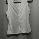 Ribbed Tank Tops for Women - Sleeveless Blouse Crew Neck Button Down Vest Shirts Slim Fit Summer Casual Basic Top (Large, White)