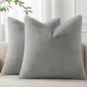 Pallene Faux Fur Decorative Throw Pillow Covers 22x22 Set of 2, Grey | Soft Plush Texture, Fuzzy Fluffy Feel, Cozy Modern Home Accent Pillow Covers for Couch, Sofa, Bed, Living Room