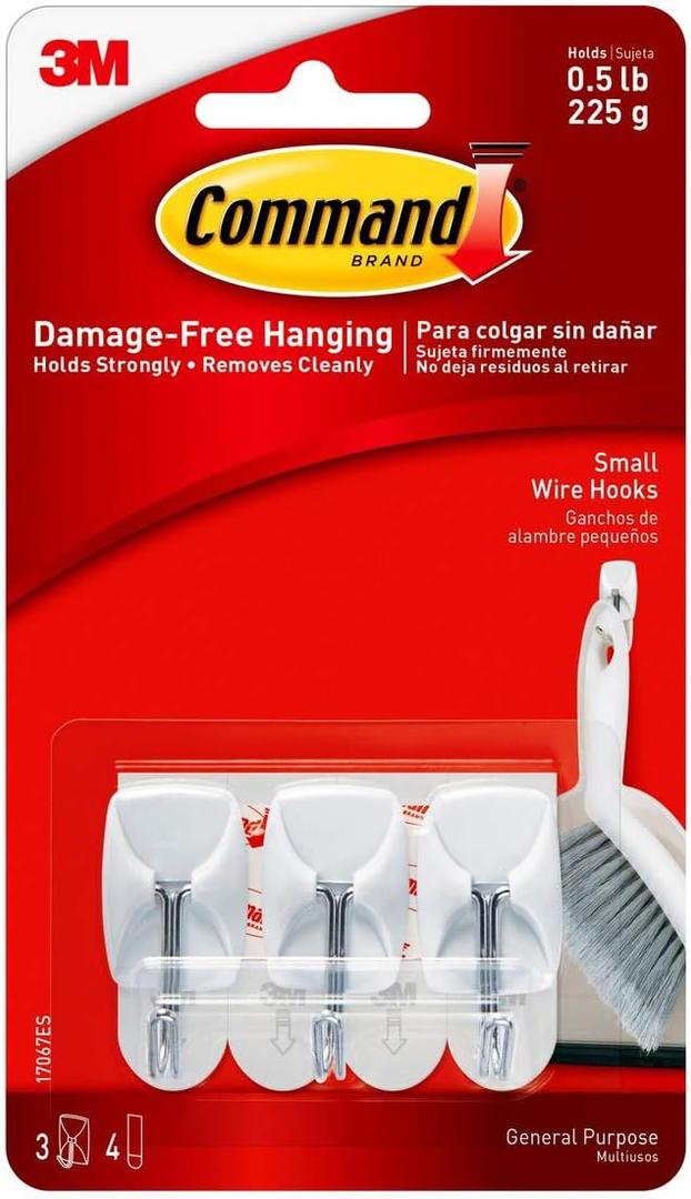 Wholesale CASE of 25-3M Command Adhesive Utensil Hooks -Hooks w/Adhesive Strips,Small Wire,Holds 1/2lb.,3/PK,WE