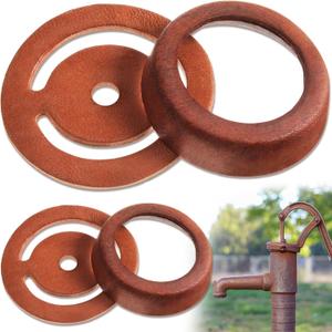 Pushglossy 2 Sets Leather Pitcher Pump Repair Kit Include 2 Pcs 3 1/2 Incehs Lower Valve Leather 2 Pcs 3'' x 2'' Leather Cup Leather Lower Valve Leather Cup Pitcher Pump Well Kit for Spout Hand Press