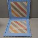 12x12 Wavy Picture Frame With Mat For 8x8, Wavy Edge Wooden Picture Frame with Real Glass - Wall Mount Display, Blue, 2 Pack
