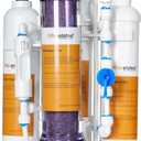 4-Stage Aquarium Reverse Osmosis System with Flushing Valve Portable RO+DI deionized Water Filtration,Colour Changing DI Filter,100 GPD-TDS Close to 0 ppm