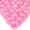 Foam Roses Artificial Flower Heads, 200 Pcs Stemless Fake Roses for DIY Craft Wedding Bouquet Party Decoration (Pink)