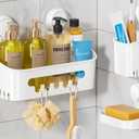 LEVERLOC Shower Caddy Suction Cup Set Shower Organizer & Soap Holder & Toothbrush Holder, Bathroom Shelf Basket NO-Drilling, Removable Suction Storage Waterproof Bathroom Caddy, WhiteShower Organizer, Soap Holder, Toothbrush Holder, Removable Suction