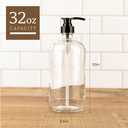 32-Ounce Pump Bottles, Large Clear Glass Boston Round Bottles w/Black Pumps. Great for Lotions, Laundry Soap Detergent, Oils, Sauces - Food Safe and Medical Grade - by kitchentoolz (Pack of 2)