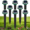 2026 Solar Mole Repellent Ultrasonic 8 Pack - Subterranean Sonic Gopher & Vole Deterrent Stakes, IP65 Waterproof Snake Groundhog Repeller for 360 Perimeter Defense of Yard, Lawn & Garden