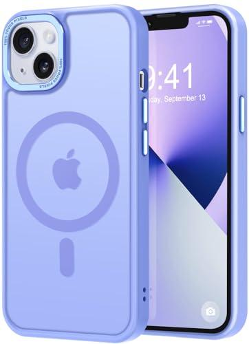 Thomo Strong Magnetic for iPhone 13 Case & iPhone 14 Case [Compatible with Magsafe] Translucent Matte Slim Shockproof Women Girl Anti-Fingerprint Protective Case for iPhone 14/13 6.1", Light Purple Pack of 2