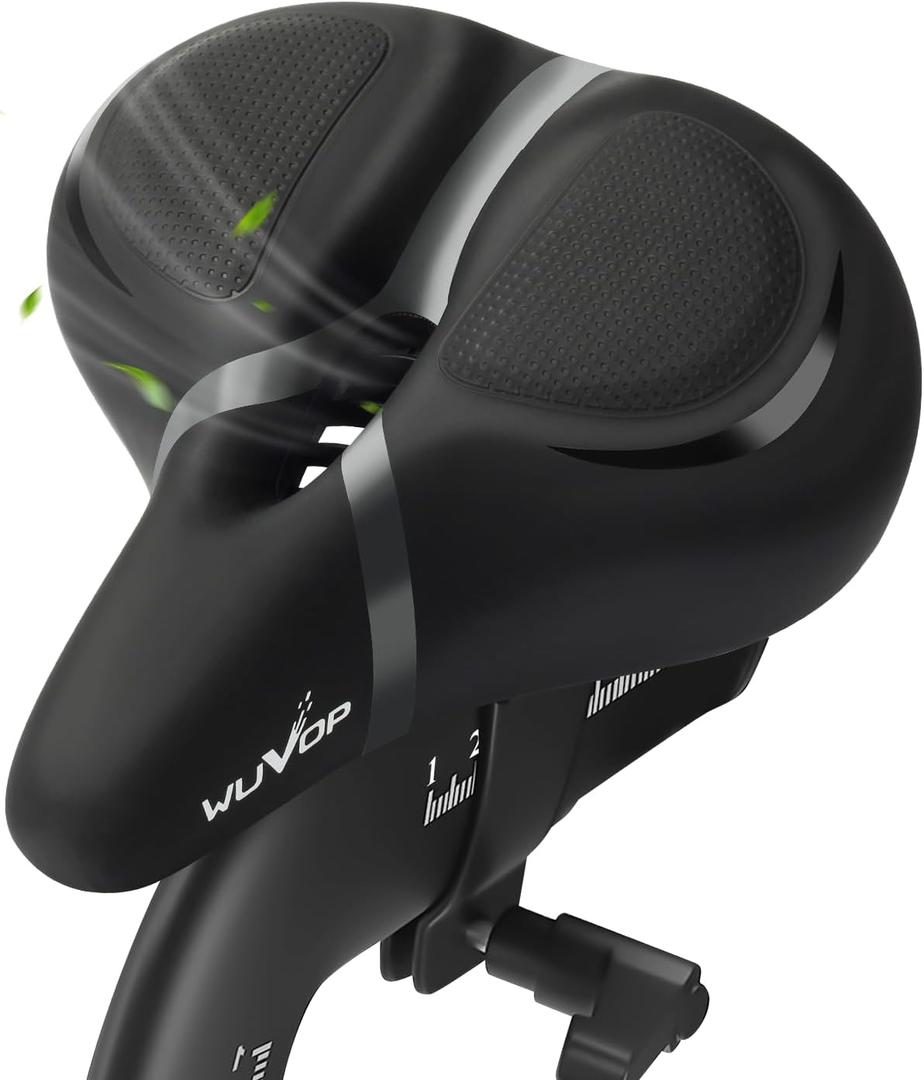 Oversized Bike Seat, Wide Bicycle Seat for Women Men Comfort, Universal Waterproof Bike Saddle Replacement with Safety Reflective Strip for Peloton, Exercise Bikes, Cruiser, City Bikes