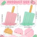 Novabright Ice Cream Party Decorations 2 Pcs 32 Inches Wooden Ice Cream Sign Backdrop for Birthday Summer Baby Bridal Shower Wedding Graduation Bar Party Decor(Pink and Green, Chic Style)