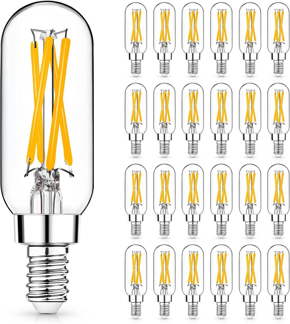 Mlambert 24 Pack E12 LED Edison Bulb,4W Equal 40W e12 Candelabra Bulb 2700K,Dimmable T6 T25 LED E12 Light,Small Filament for Chandelier (Warm White)