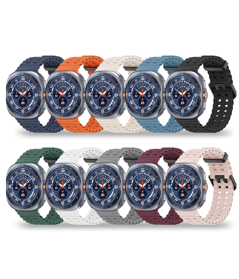 10 Pack Band Compatible with Samsung Galaxy Watch 8 44mm 40mm/Galaxy Watch 8 Classic 46mm/Galaxy Watch Ultra 47mm Band for Men Women, No Gap Soft Silicone Sport Ocean Replacement Strap