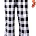 Womens Pajama Pants Comfy Plaid Lounge Pants Casual Stretch Sleepwear Bottoms with Pockets (Black)