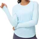 THE GYM PEOPLE Women's Long Sleeve Workout Shirts Athletic Crewneck Hiking Tops with Thumb Hole, M
