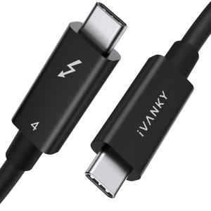 IVANKY Intel Certified Thunderbolt 4 Cable 4.9FT, Support 40Gbps/240W Charging/8K Display, Compatible with USB4, Thunderbolt 3 Cable, Flexible USB C to USB C Cord for iPhone 16/15, MacBook - 4.9FT