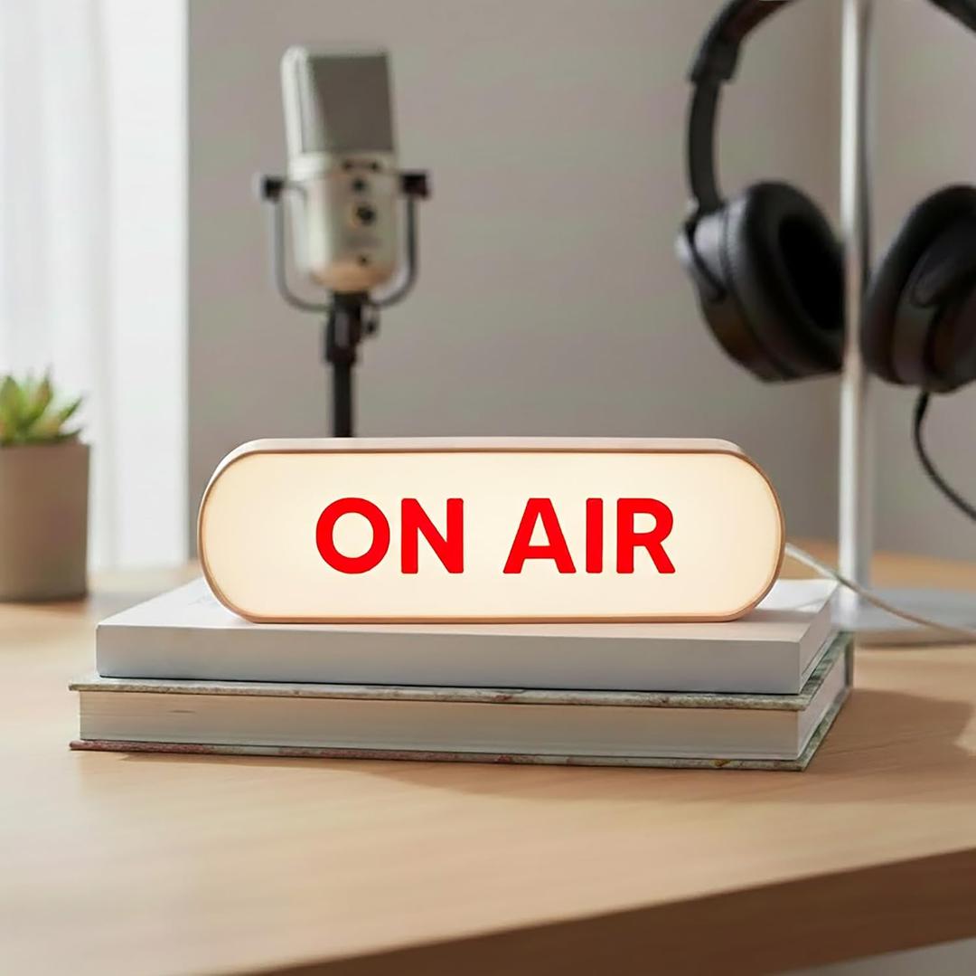 LED ON AIR Sign Light Box, Studio Broadcasting Indicator Lamp for Podcast Recording, Radio Station, Live Streaming Room Decor