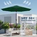 Tobeos 11FT Patio Umbrella, Outdoor Umbrella with with 8 Sturdy Fiberglass Ribs,Market Table Umbrella with Push Button Tilt and Crank,Suit for Backyard,Garden,Pool,Deck(Dark Green)