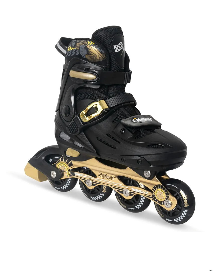 Nattork Kids Inline Skates Adjustable Light up Wheels Blades Roller for Boys Girls- TeenYouth Age 6-12 - Cool Racing Car Decorations Indoor Outdoor Birthday Gift for Son and Grandson, Size 1-4