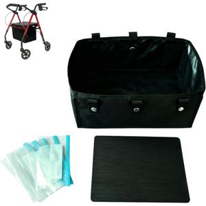 Under Seat Rollator Bag with Removable Hard Bottom | Anti-Sagging Walker Basket for 4 Wheels Rollator | Walker Accessories for Seniors, Storage Ipad, Books and Essentials(L)