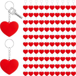 Sureio 100 Pieces Heart Keychain Bulk Mother's Day Keychain Red Heart Costume Accessories for Mother's Day Party Backpacks Decor