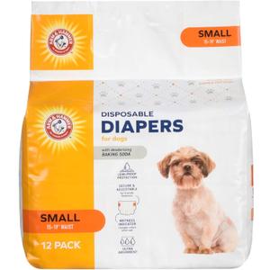 Arm & Hammer For Pets for Pets Female Dog Diapers, Size Small, Ultra-Absorbent, Adjustable Girl Dog Diapers with Leak-Proof Protection and Wetness Indicator (Pack of 1, 12 Count Total)
