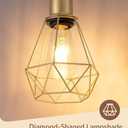 EDISHINE 70'' Dimmable Industrial Floor Lamp, Farmhouse Standing Lamps Diamond-Shaped Lampshade, 3 LED Edison Bulbs Included, Farmhouse Rustic Floor Lamps for Living Room, Bedroom, Office, Gold