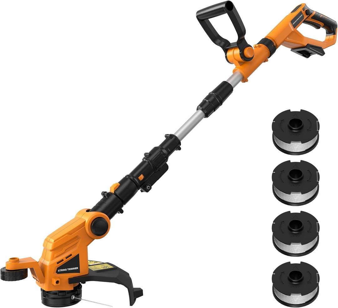 12" Electric Weed Wacker (No Battery) Compatible with Dewalt 20V Max Battery, Automatic Line Feed Weed Eater Battery Powered, Cordless String Trimmer with 4 Line Spools for Lawn, Garden