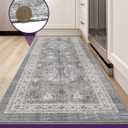 DEXI Hallway Runner Rug, 2x7 Distressed Non Slip Runners Carpet, Boho Vintage Soft Thin Indoor Rug, Stain Resistant Washable Entry Mat for Entryway Kitchen Laundry Room Living Room, Grey