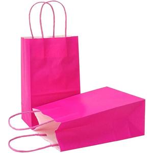 AZOWA Gift Bags Mini Kraft Paper Bags With Handles(Hot Pink, 25 Pcs) (X-Small (Pack of 25), Magenta)