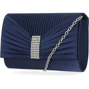 Women Elegant Satin Bow Flap Evening Bag Rhinestone Clutch Purse Handbag Formal/Wedding/Prom/Party
