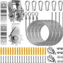 Duerer Sun Shade Sail Hardware Kit Winch Set 60pcs for Rectangle Triangle Sun Shade Sails Canopy Installation Stainless Steel Accessories for Outdoor Garden Patio(2 * Ratchet Winch + 4* 6.6ft Cables)
