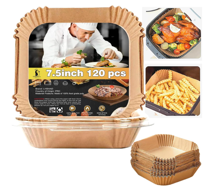 4 qt Air Fryer Liners, Chefman Air Fryer Liners, Disposable 4qt Air Fryer Liner for Chefman TurboX 4in1& 4.5 QT Cuisinart Airfryer, Nonstick Parchment Paper for Frying, Baking Unbleached(120Pcs)