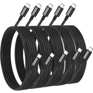 USB C to USB C Cable, 100W 5A Super Fast Charging, PD 3.0, Type C to Type C, 5-Pack (5ft,), for iPhone 17/16 Pro Max, iPad Pro,Samsung Galaxy S25/24