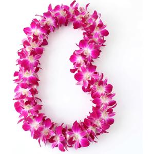 Sosation Purple Hawaiian Leis Graduation Orchid Leis for Class of 2026 Hawaii Floral Necklace Dendrobium Orchid Tropical Luau Party Supplies for 2026 Congrat Grad Party Summer Beach Vacations