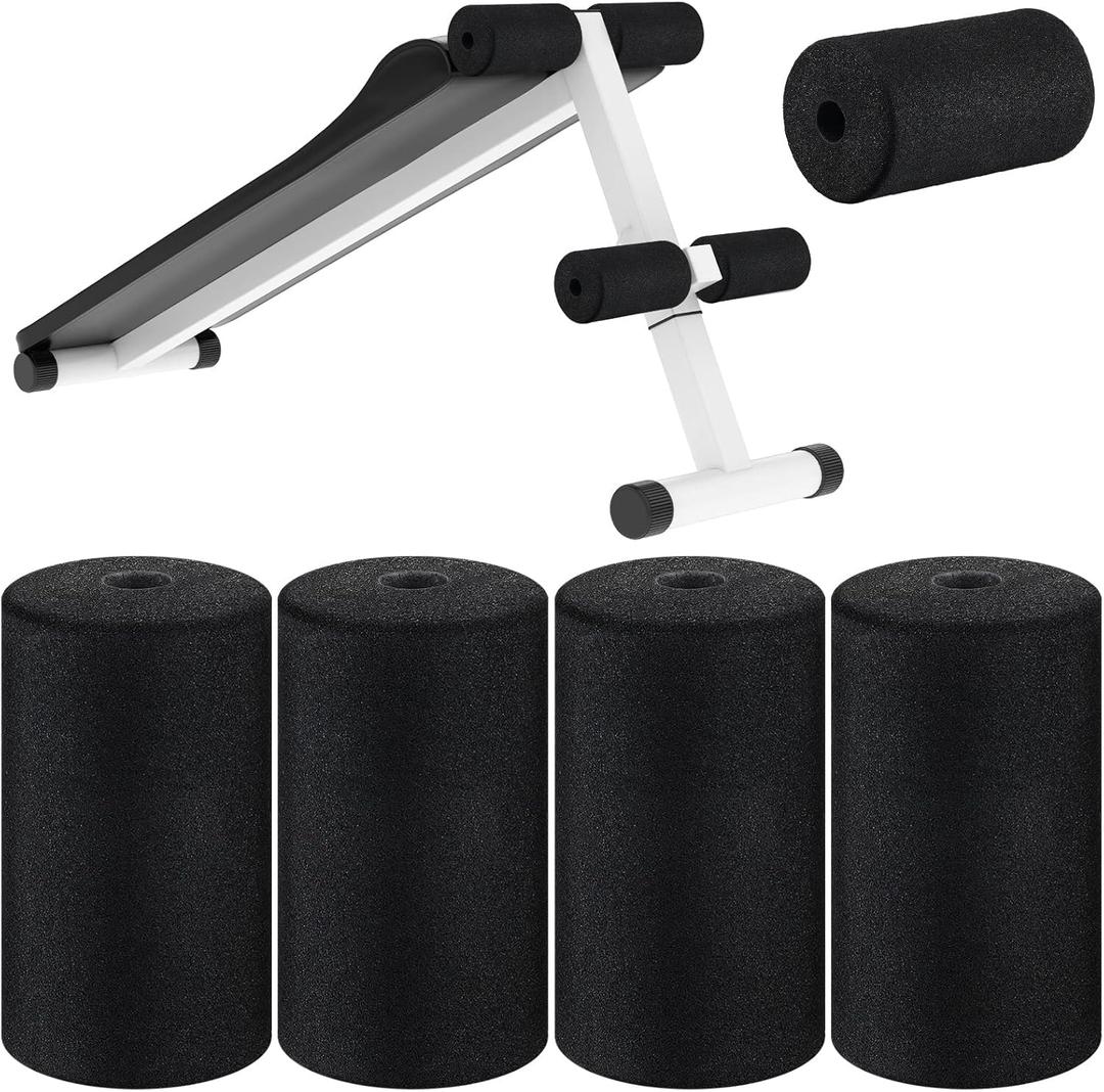 Deekin 4 Pcs Foam Foot Pad Rollers Buffer Tube Cover for Exercise Machine Home Gym Equipment Replacement Pads for Leg Extension Weight Bench Inversion Table(0.87 x 2.75 x 5.1 Inches)
